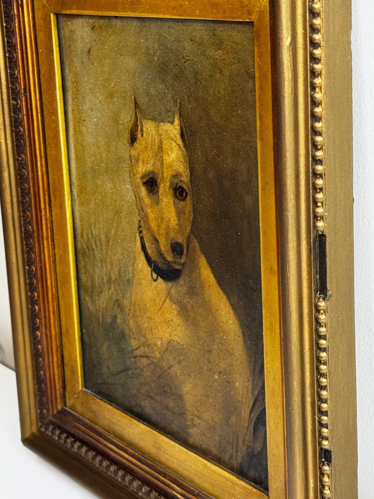 19e-eeuws olieverfportret van een uitgestorven White English Terrier, in de stijl van John Emms photo 4300.0