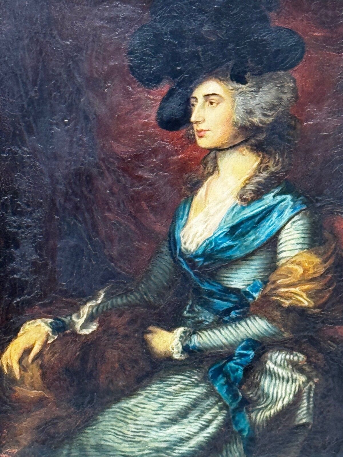 19th Century Oil Portrait Welsh Actress Sarah Siddons Née Kemble After Thomas Gainsborough photo furniture