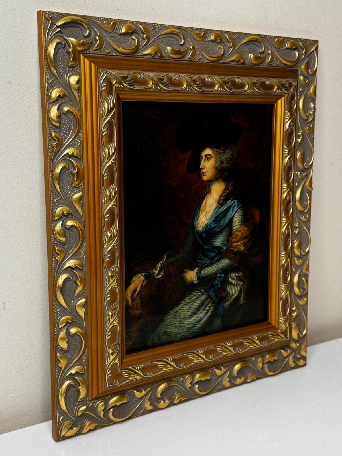 Olieverf portret 19e eeuw Welshe actrice Sarah Siddons née Kemble naar Thomas Gainsborough photo vintage