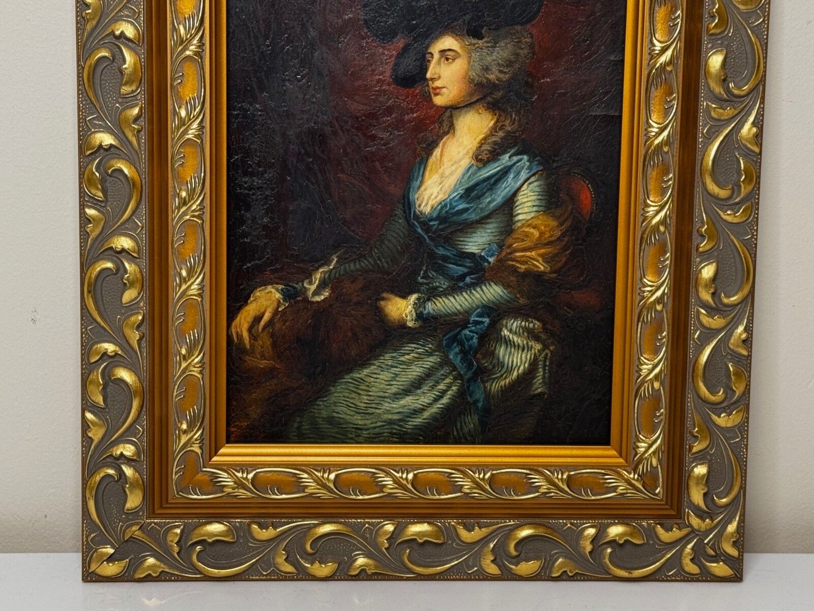 photo furniture 19th Century Oil Portrait Welsh Actress Sarah Siddons Née Kemble After Thomas Gainsborough