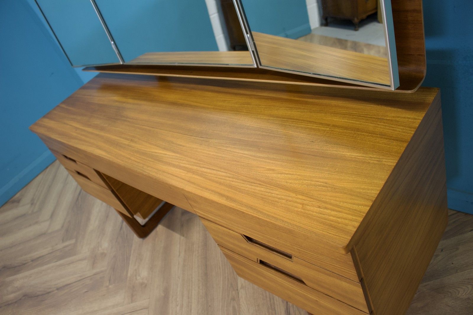Mid Century Teak Dressing Table Or Desk From Uniflex, 1960s #1790 photo 549.0