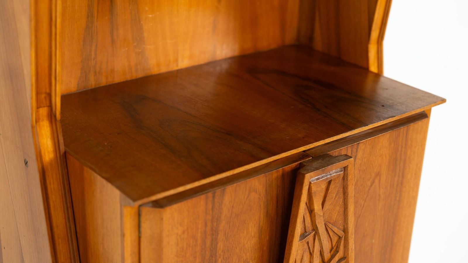 Mid Century Pair Of Italian Wall Units, Walnut, 1970s photo for sale