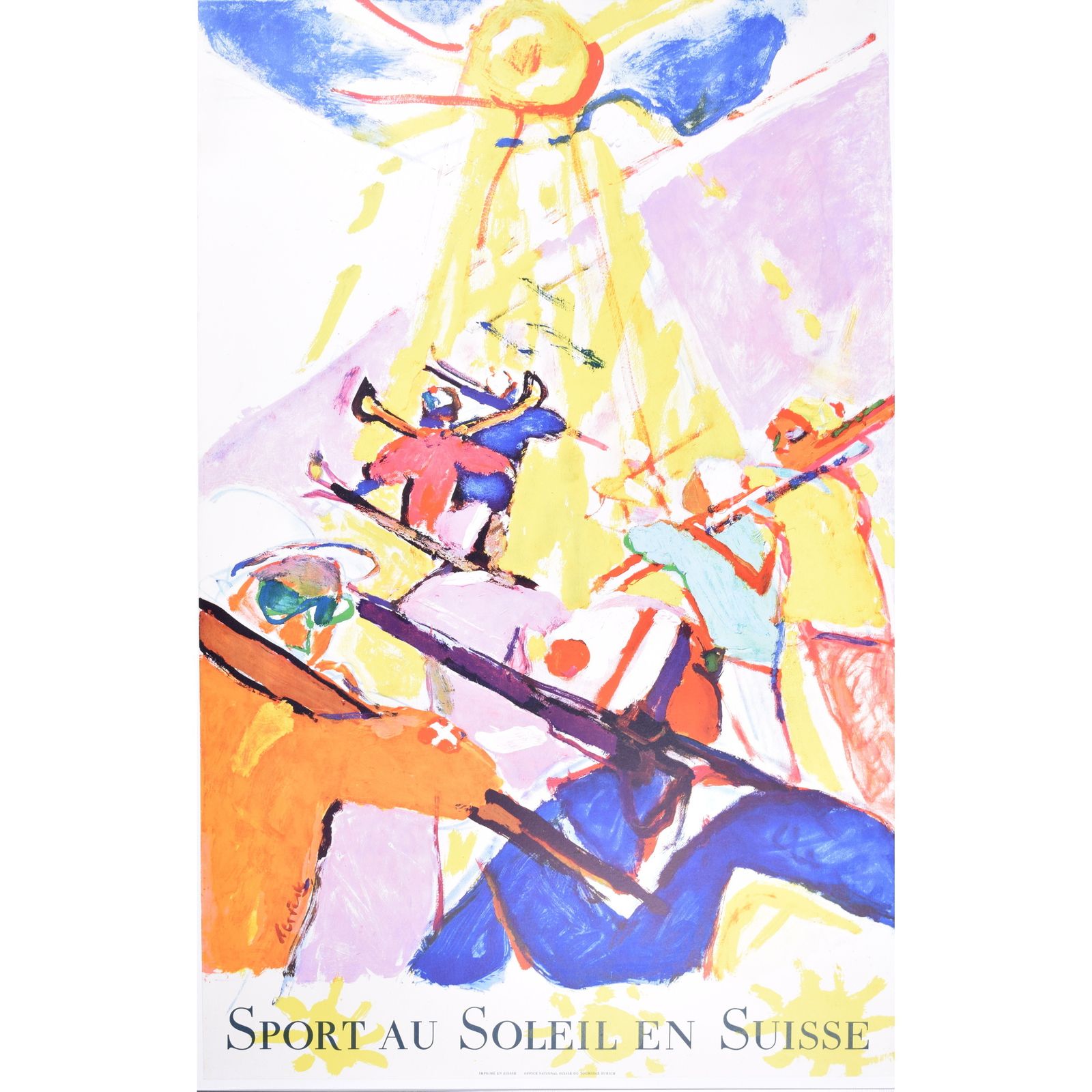 Hans Falk, Sport Au Soleil En Suisse Original Vintage Poster (1957)