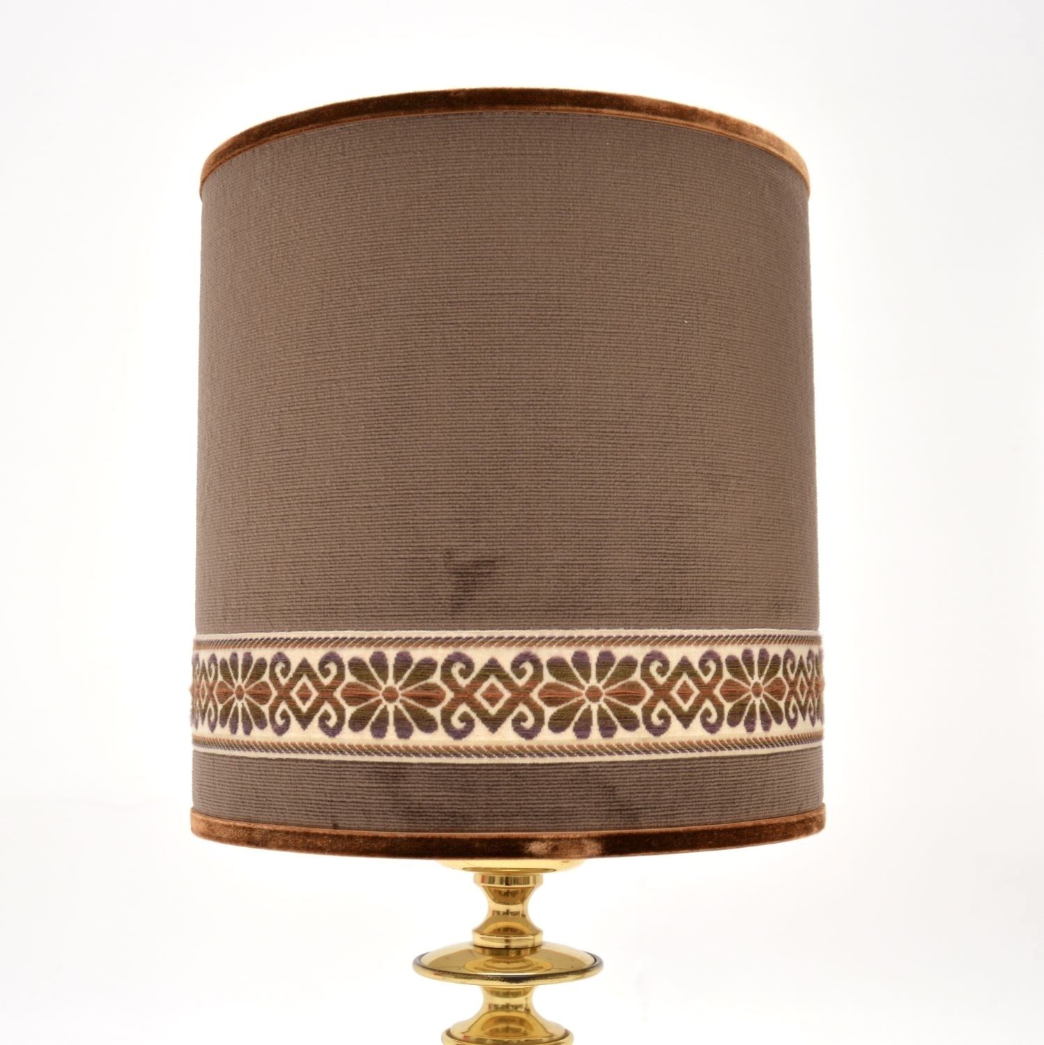 Pair Of Vintage Brass Table Lamps With Velvet Shades photo Lighting