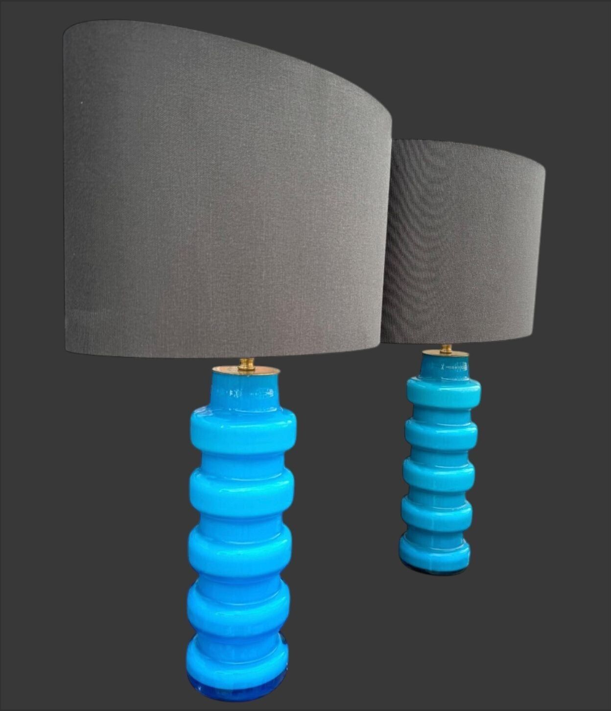 A Pair Of 1960s Danish Glass Lamps By Holmegaard With Brass Fittings photo furniture