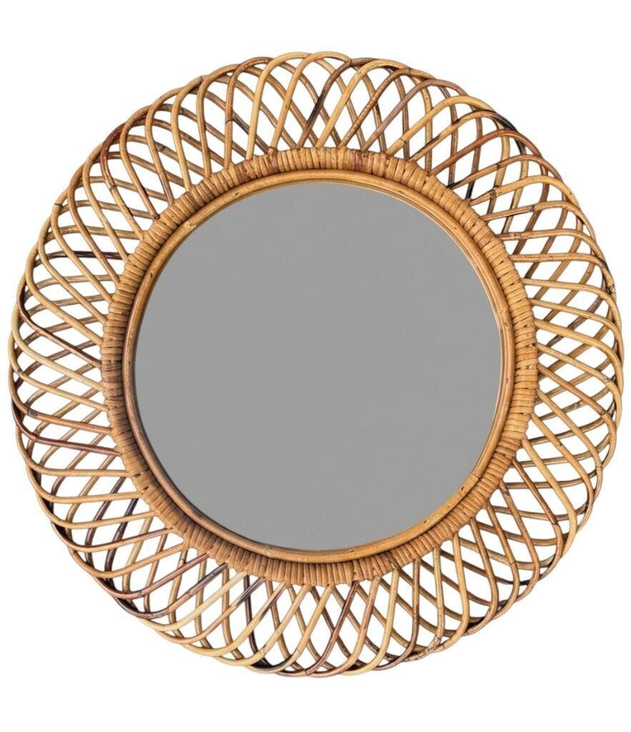 An Italian 1970s Circular Woven Bamboo Mirror By Franco Albini For Bonacina photo Home Decor