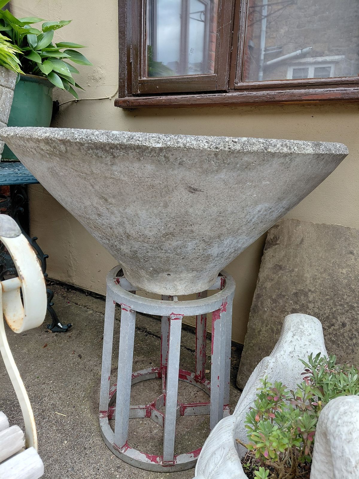 1950s Large Concrete Conical Planter / Willy Guhl Style