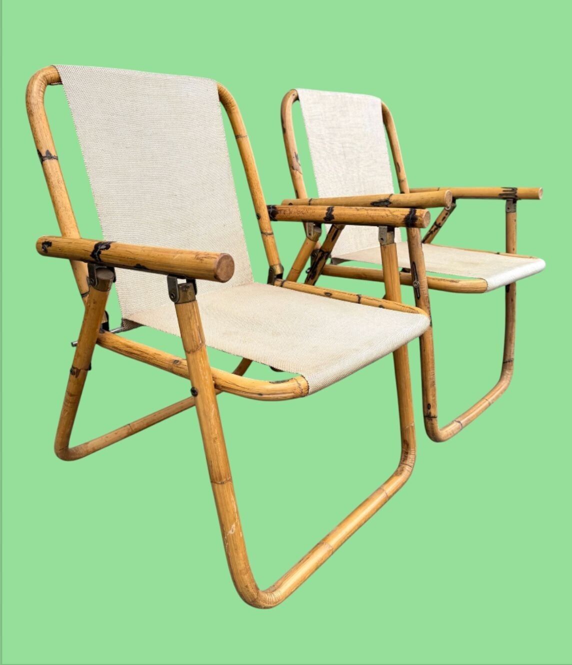 A Pair Of 1970s Italian Folding Bamboo Chairs By Dal Vera photo Garden Furniture