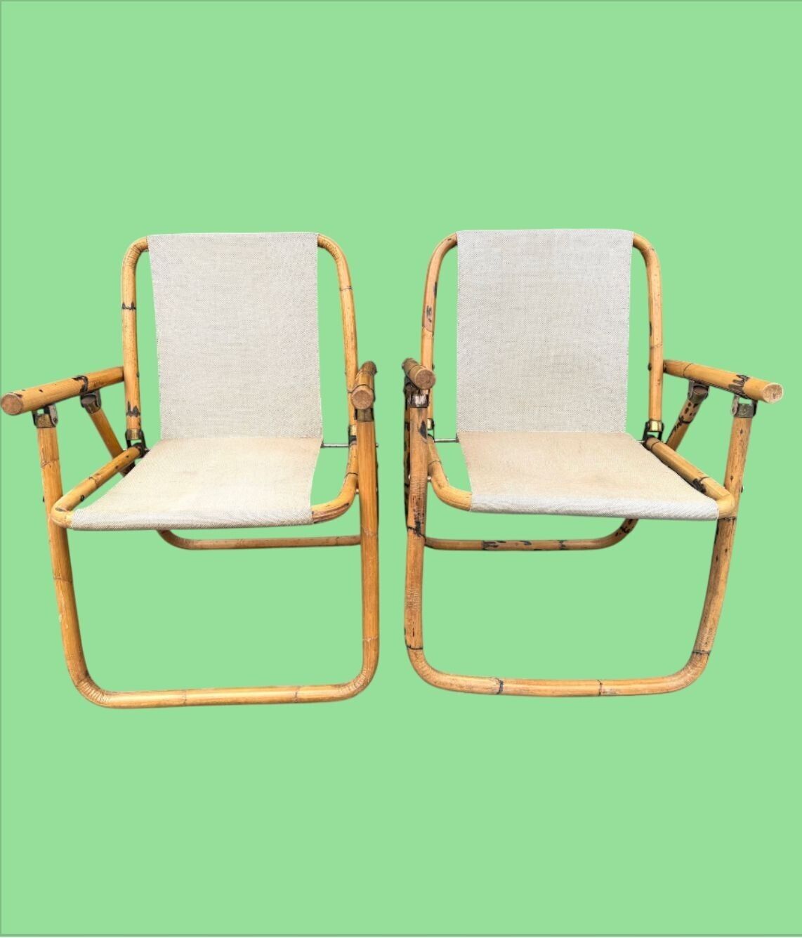 A Pair Of 1970s Italian Folding Bamboo Chairs By Dal Vera photo buy