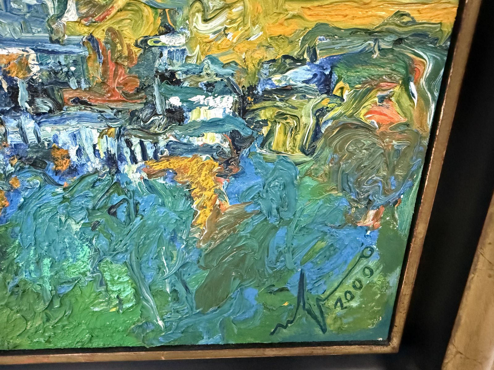 Ulpiano Carrasco Textured Andalusian White Village Landscape Expressive Impasto Oil Canvas Spain 2000 photo for sale