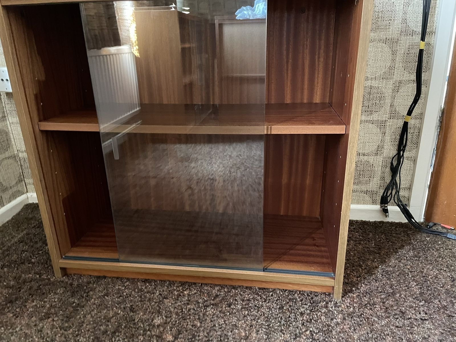 Solid Teak Bookcase With Sliding Glass Doors (Retro Style) photo Furniture