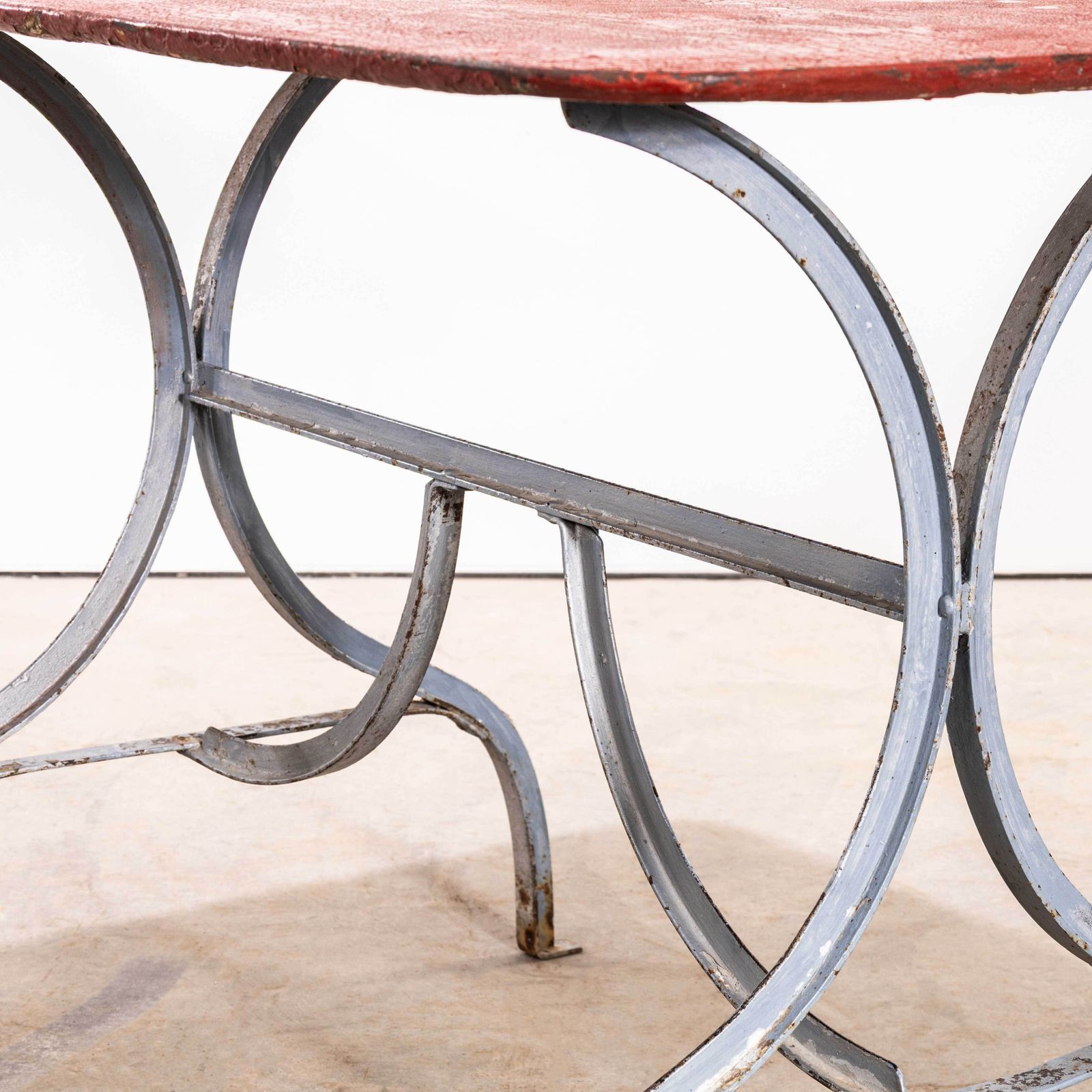1950's Heavy Weight French Garden Table With Red Top photo vinterior