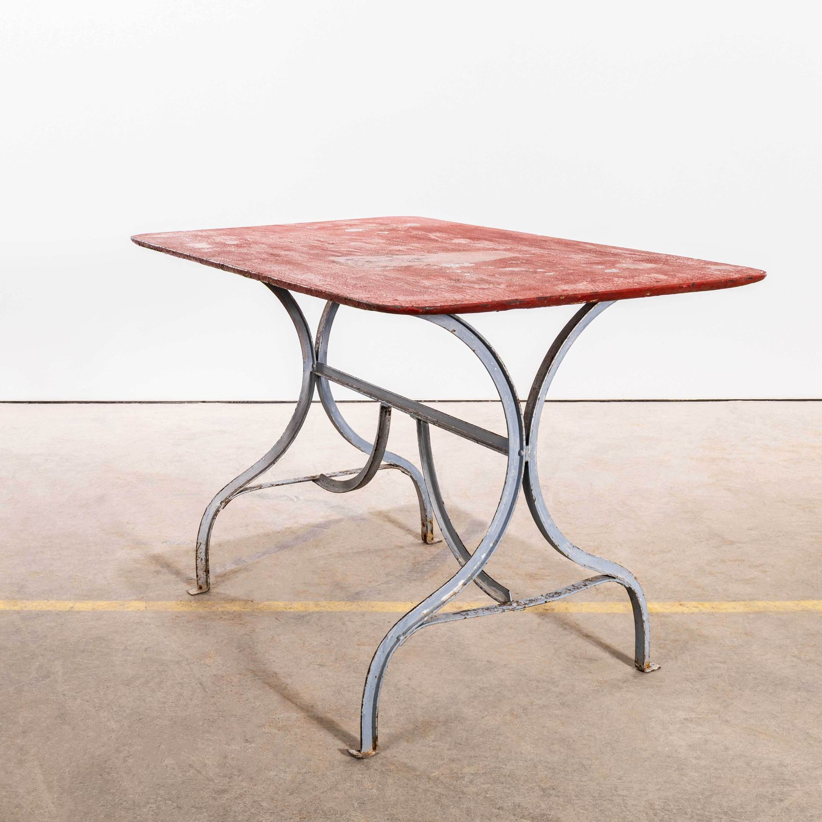 1950's Heavy Weight French Garden Table With Red Top