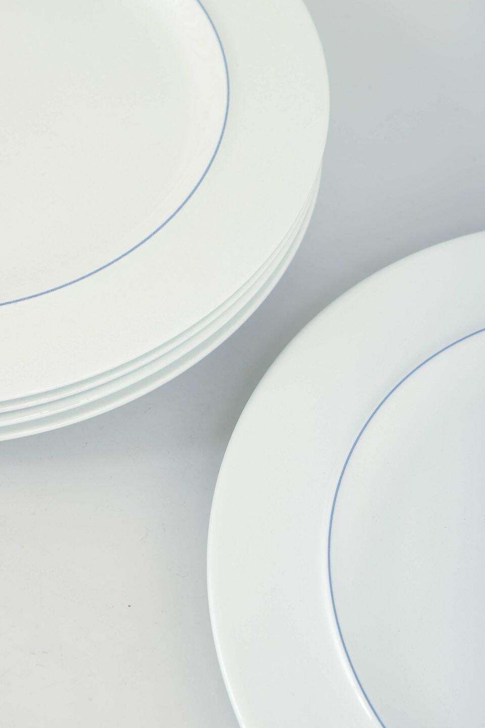 Grethe Meyer For Royal Copenhagen. Set Of Five Blue Line Lunch Plates In Faience photo for sale