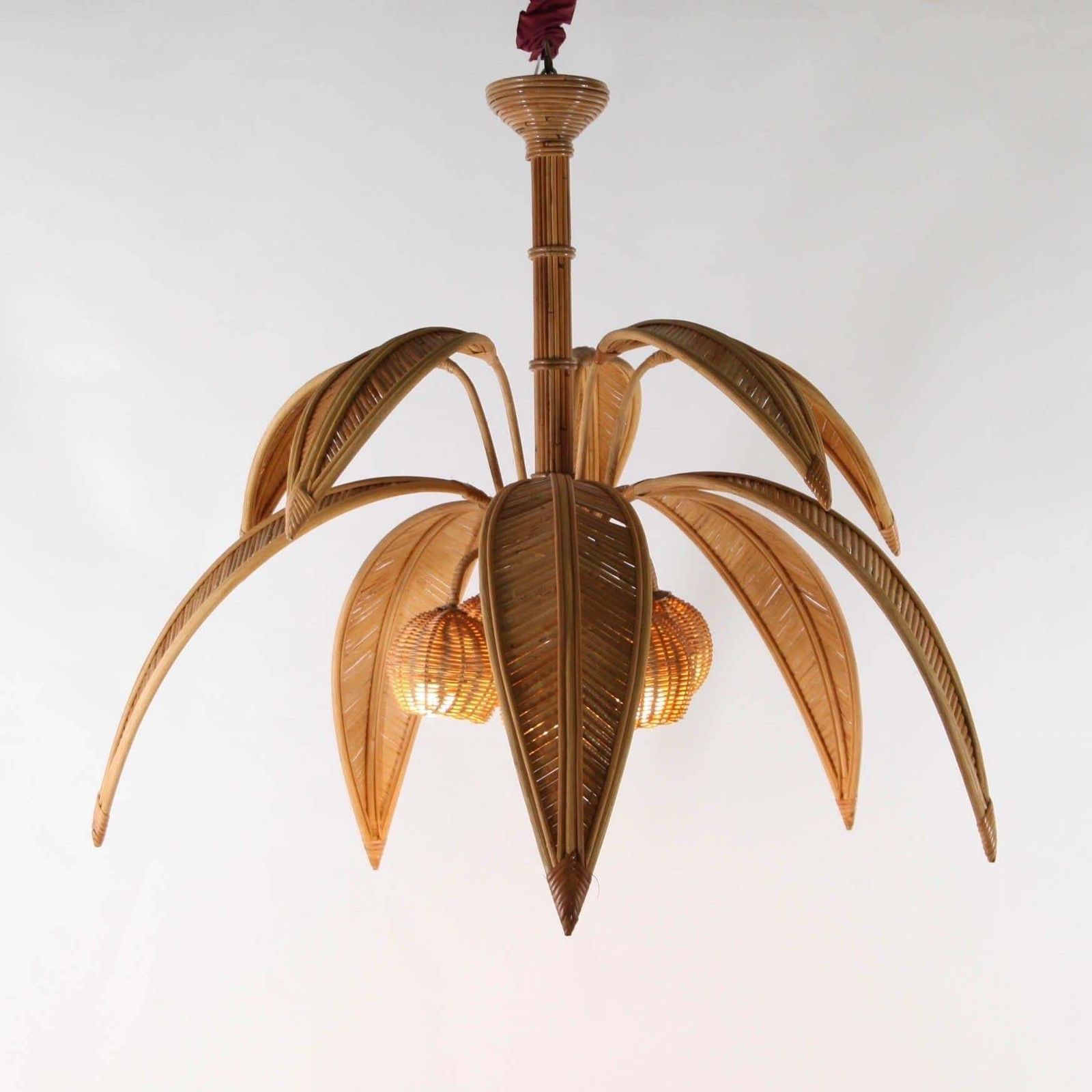 Rattan "Palmtree/Coconut" Chandelier photo for sale