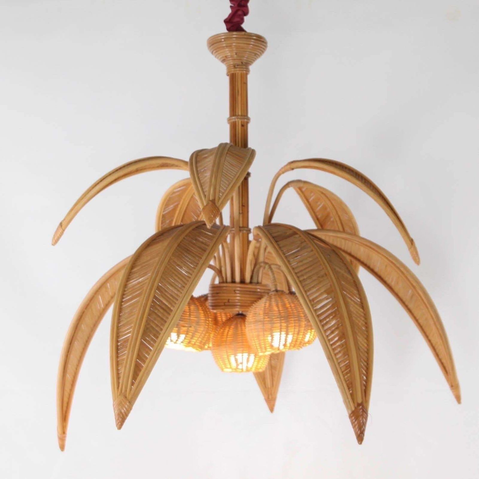 Rattan "Palmtree/Coconut" Chandelier photo vintage
