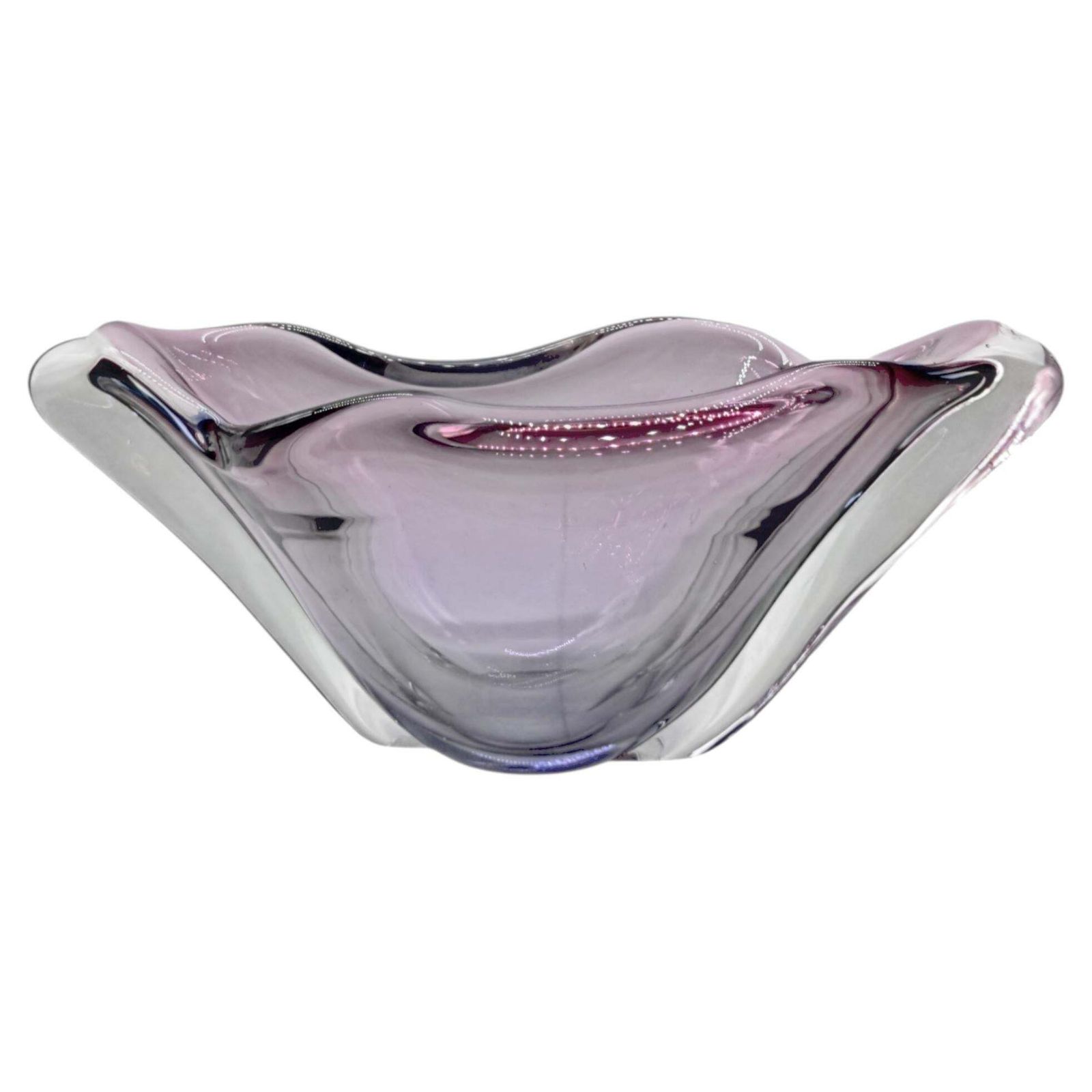 Flavio Poli For Seguso Purple Submerged Murano Glass Centerpiece, 1960s