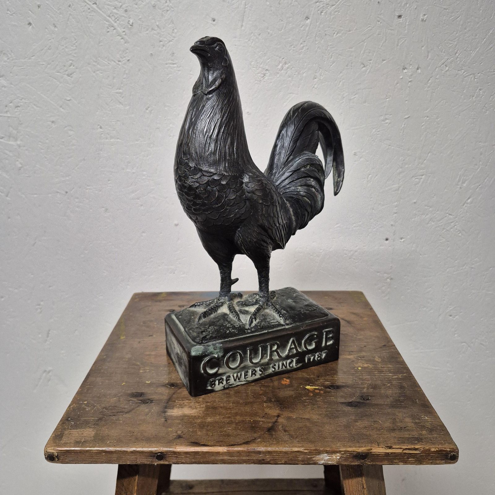 Advertising Courage Ales Brewery Cast Bronze Metal Cockerel Figure photo for sale