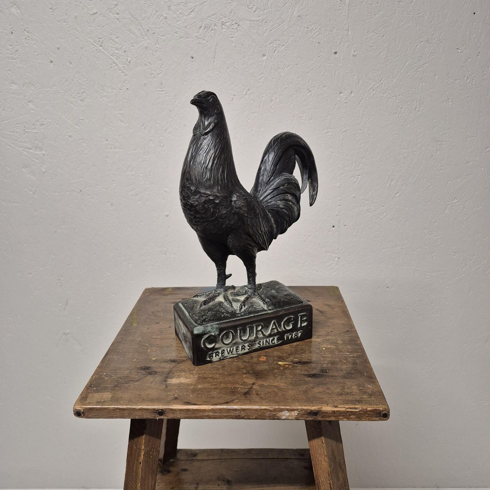 Advertising Courage Ales Brewery Cast Bronze Metal Cockerel Figure photo 952.0