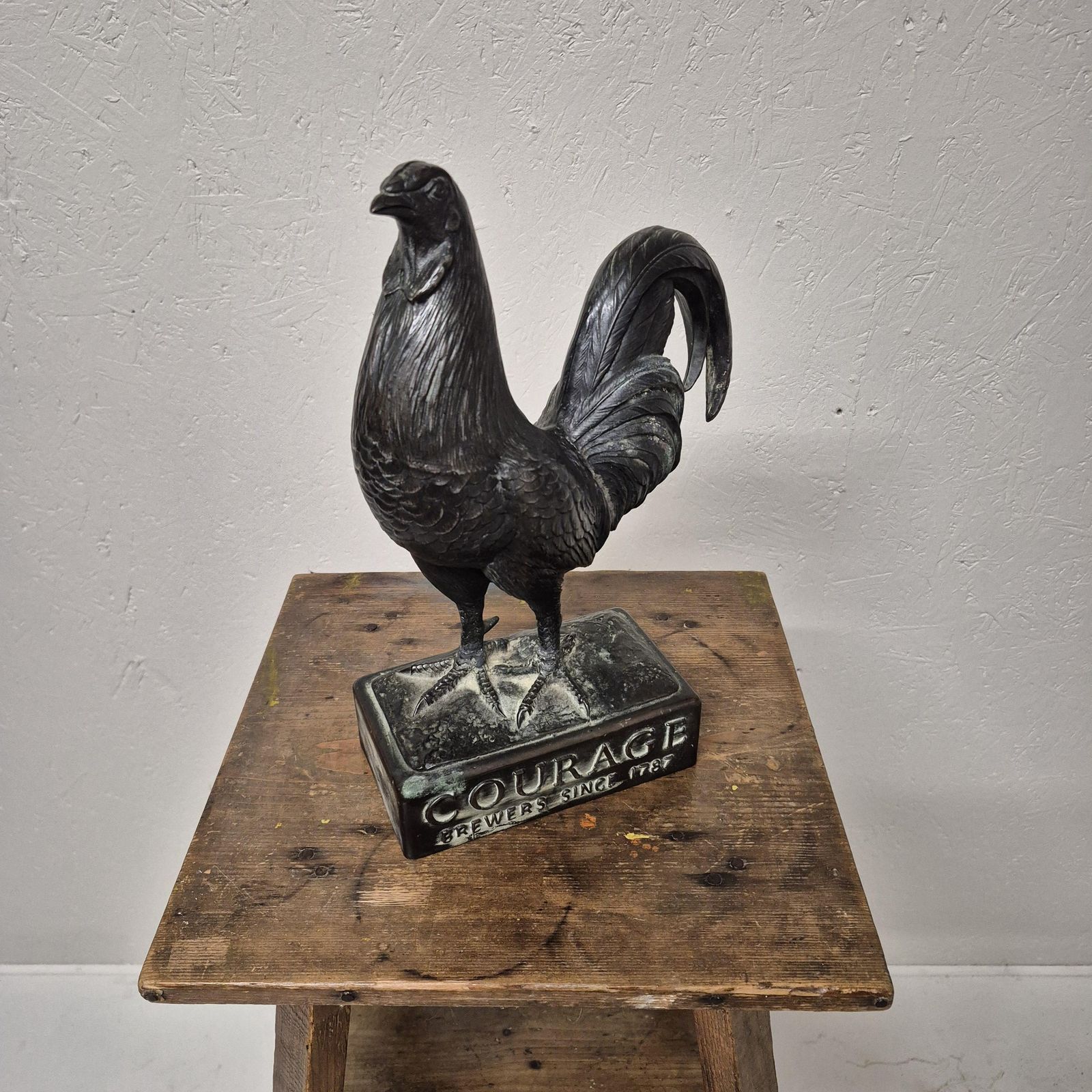Advertising Courage Ales Brewery Cast Bronze Metal Cockerel Figure photo buy