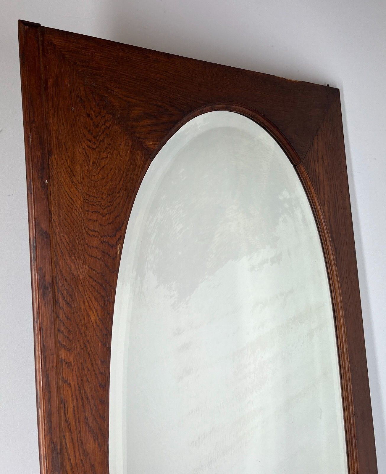 Mirror Antique French Oak Mirror Oval Glass Panel Decorative Frame Lot 3120 photo for sale