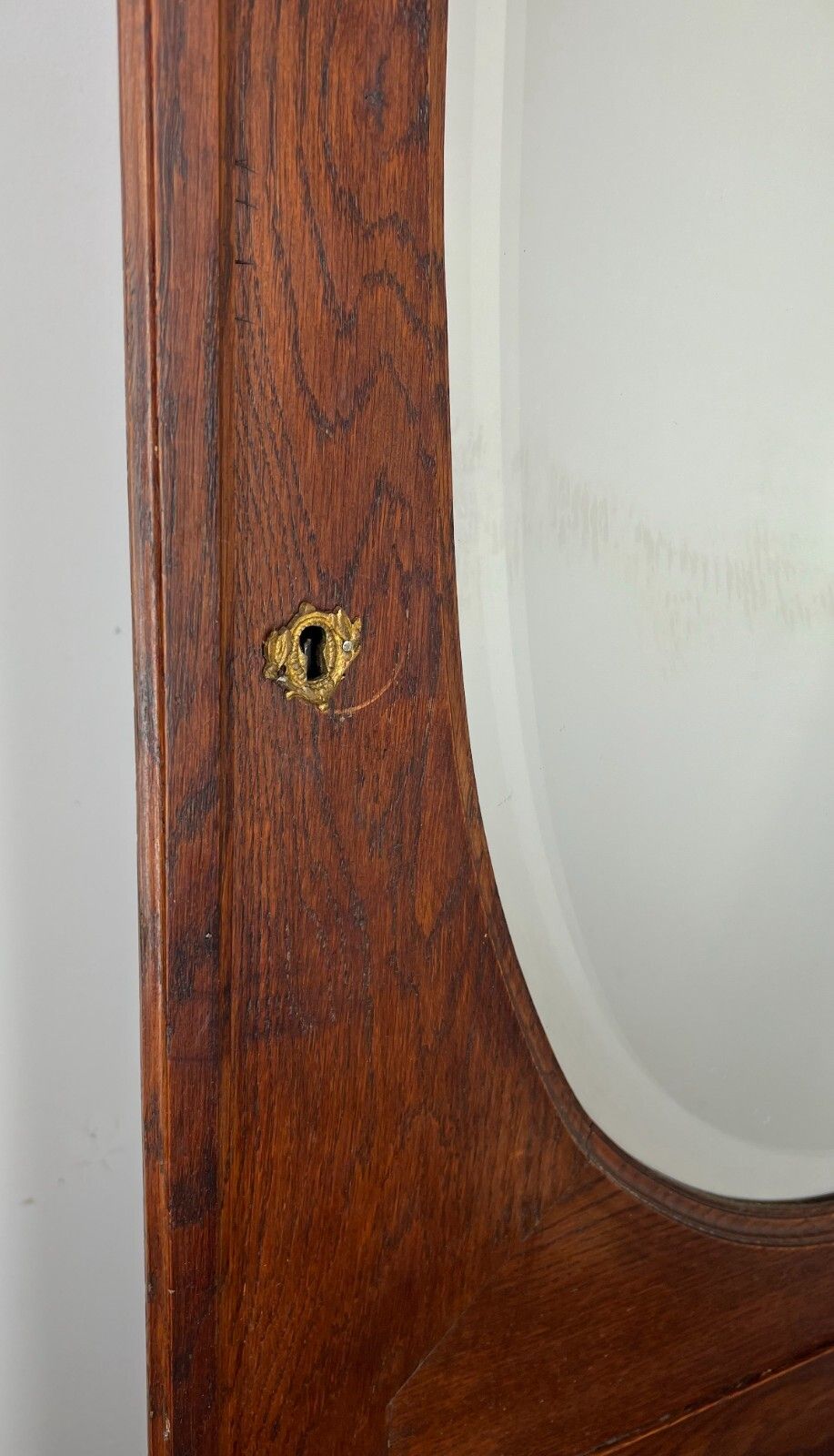 Mirror Antique French Oak Mirror Oval Glass Panel Decorative Frame Lot 3120 photo vinterior