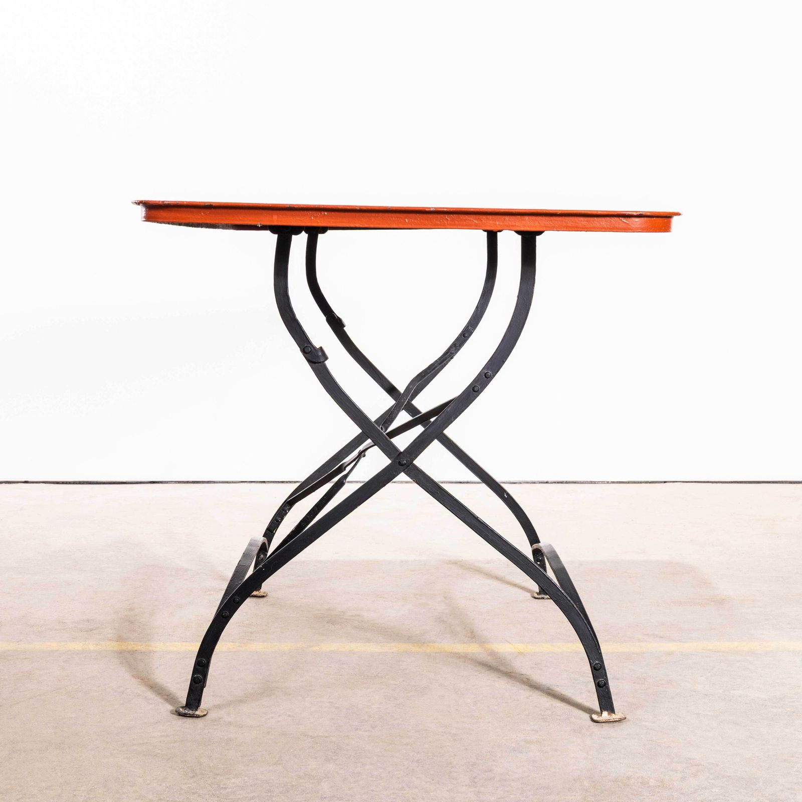1950's Red Heavy Weight French Garden Folding Table photo 495.0