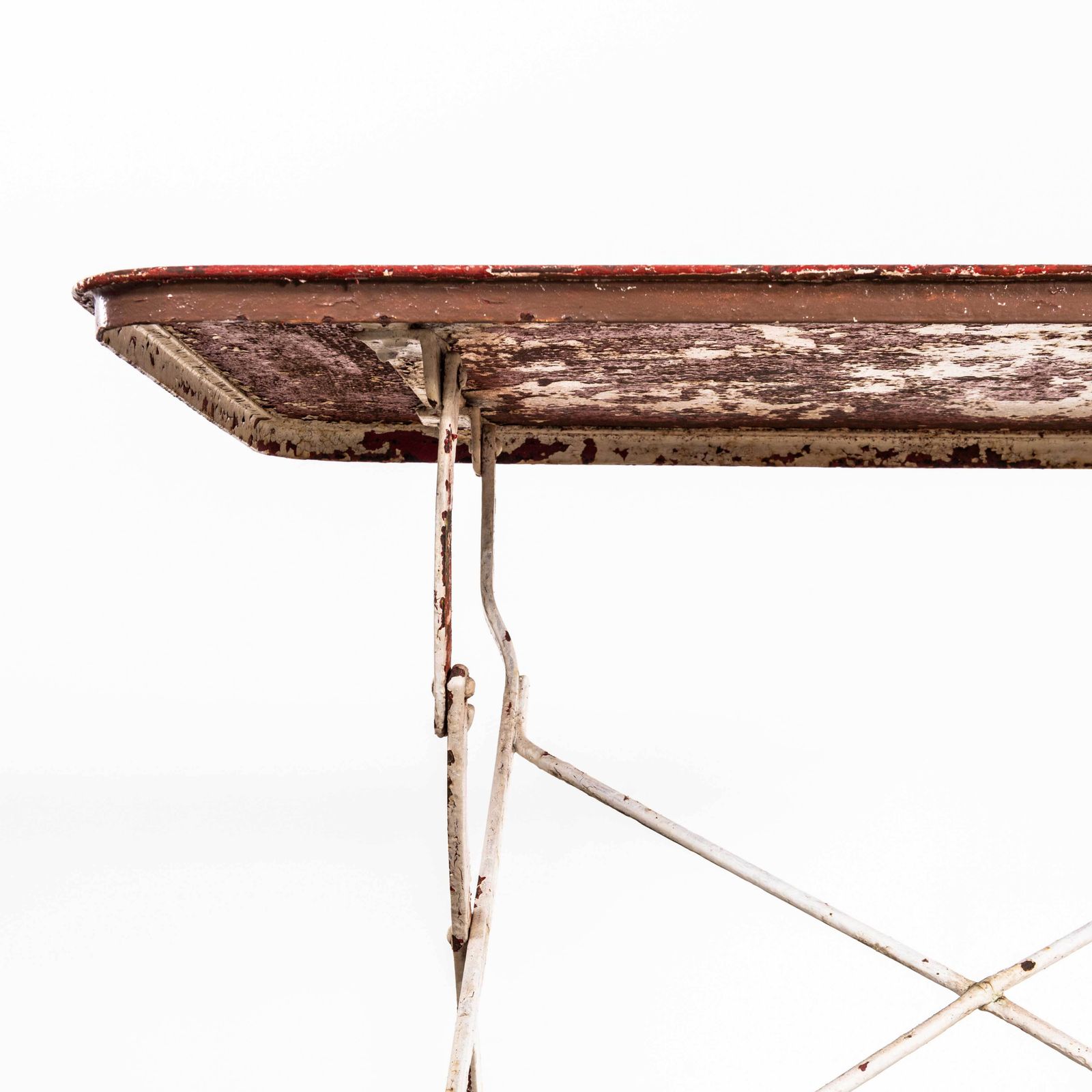1950's Red Top Heavy Weight French Garden Folding Table photo 495.0