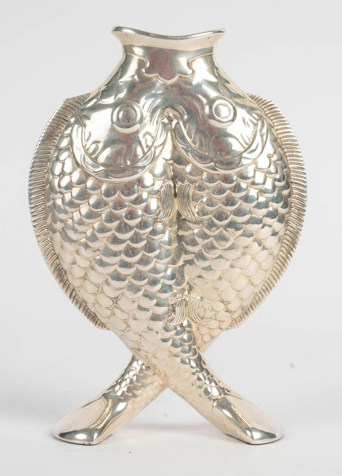 Christofle Silver Plated Vase With Two Fish, 20th Century. photo 1419.0