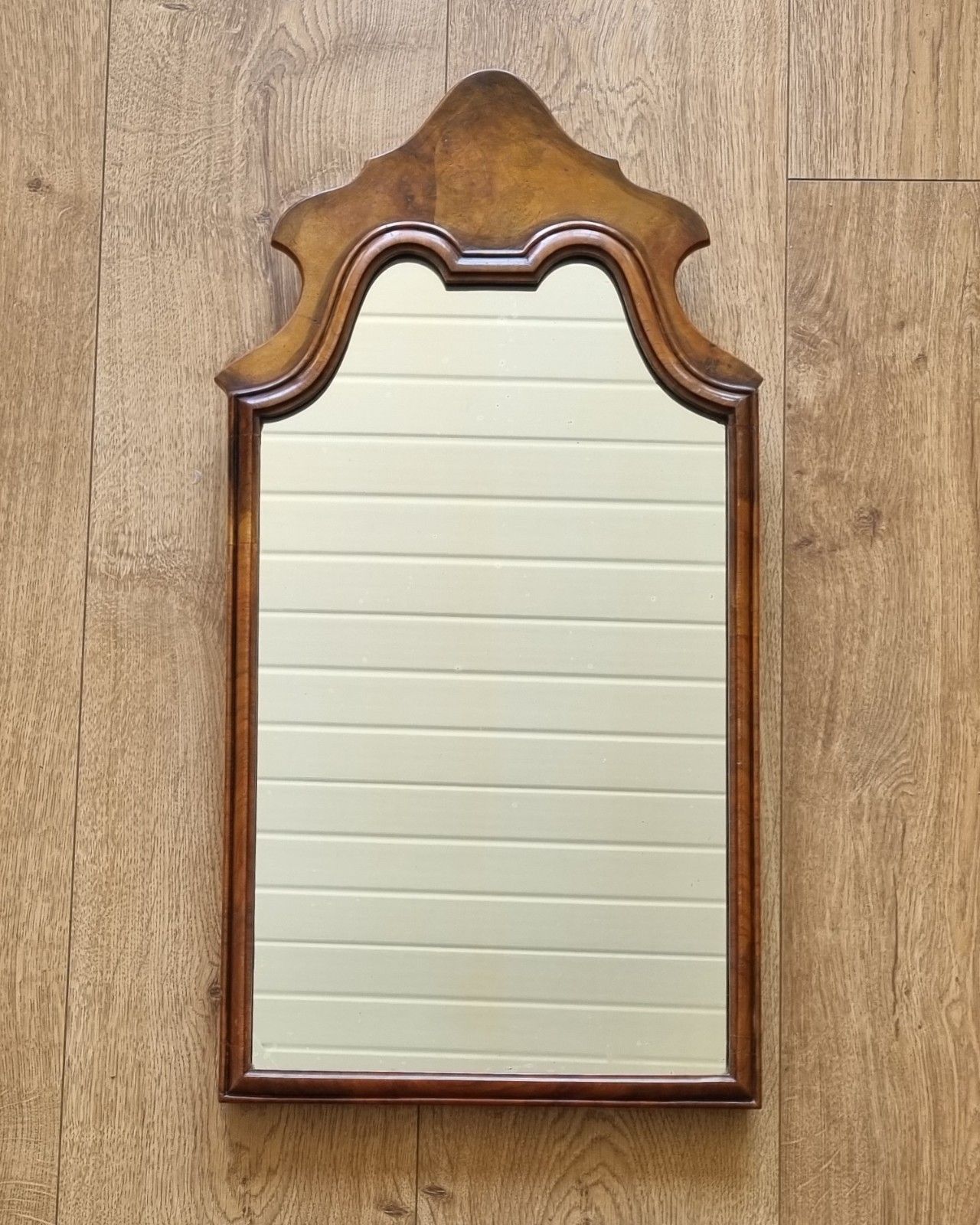 Antique Walnut Pier Mirror Queen Anne Style Arched 59cm X 30cm photo furniture