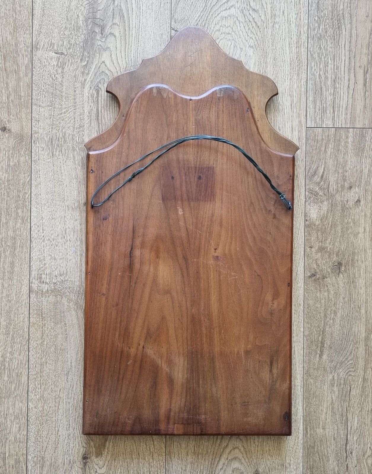 photo vintage Antique Walnut Pier Mirror Queen Anne Style Arched 59cm X 30cm