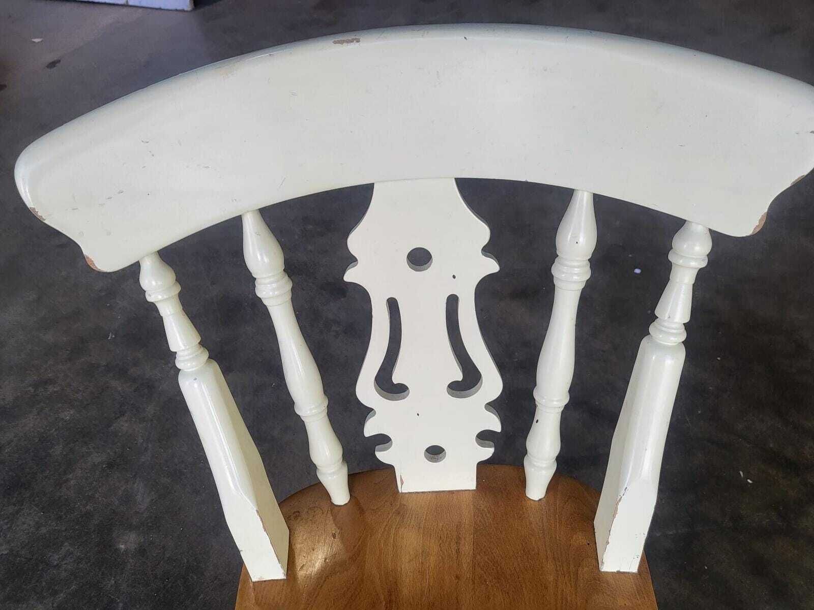 Four 4 Painted Wood Kitchen Country Dining Chairs photo for sale
