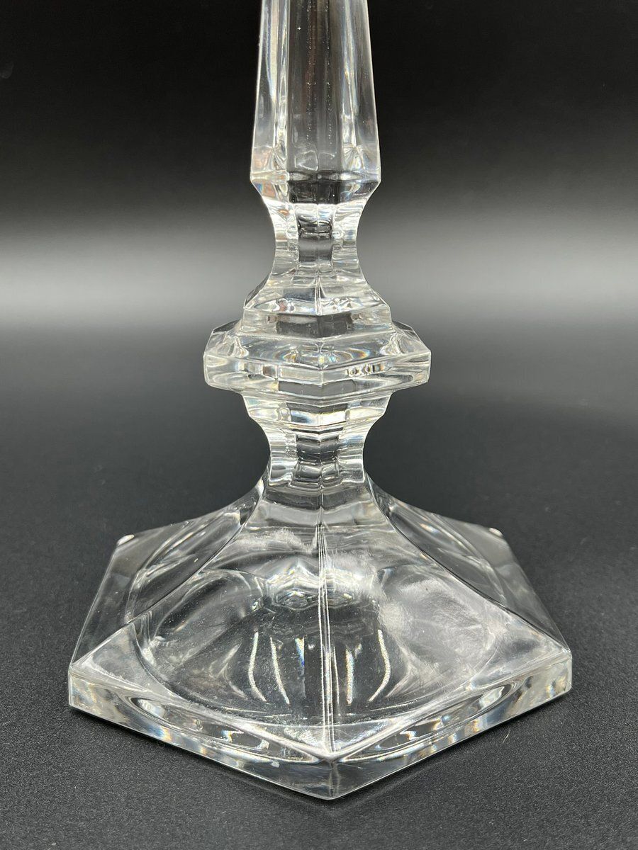 Classic Vintage Cut Glass Candle Holders By Baccarat, 1950s, Set Of 3 photo vinterior