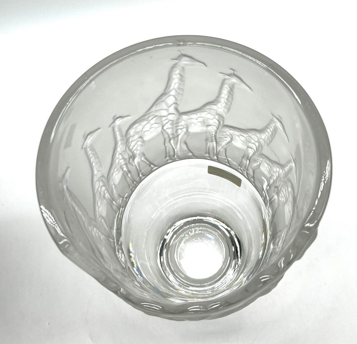 photo for sale Large Frosted Glass Vase With Giraffes By Nachtmann, 1990s