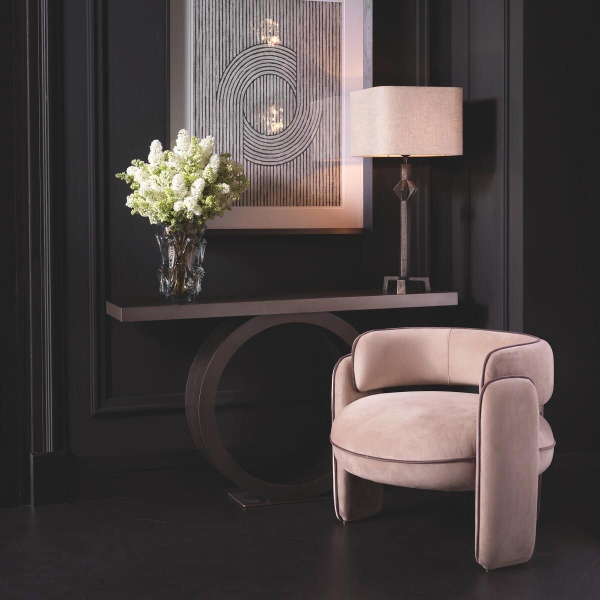 Oak Console Table With Bronze Finish photo Furniture