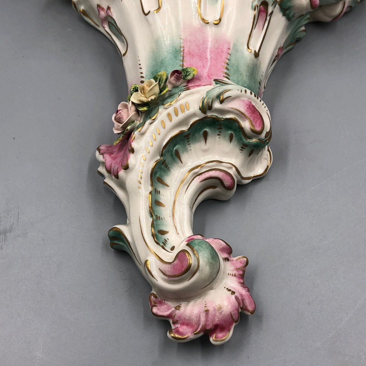 Hand Painted Porcelain Wall Brackets In Rococo Style By Kämmer, Dresden, Set Of 3 photo vinterior