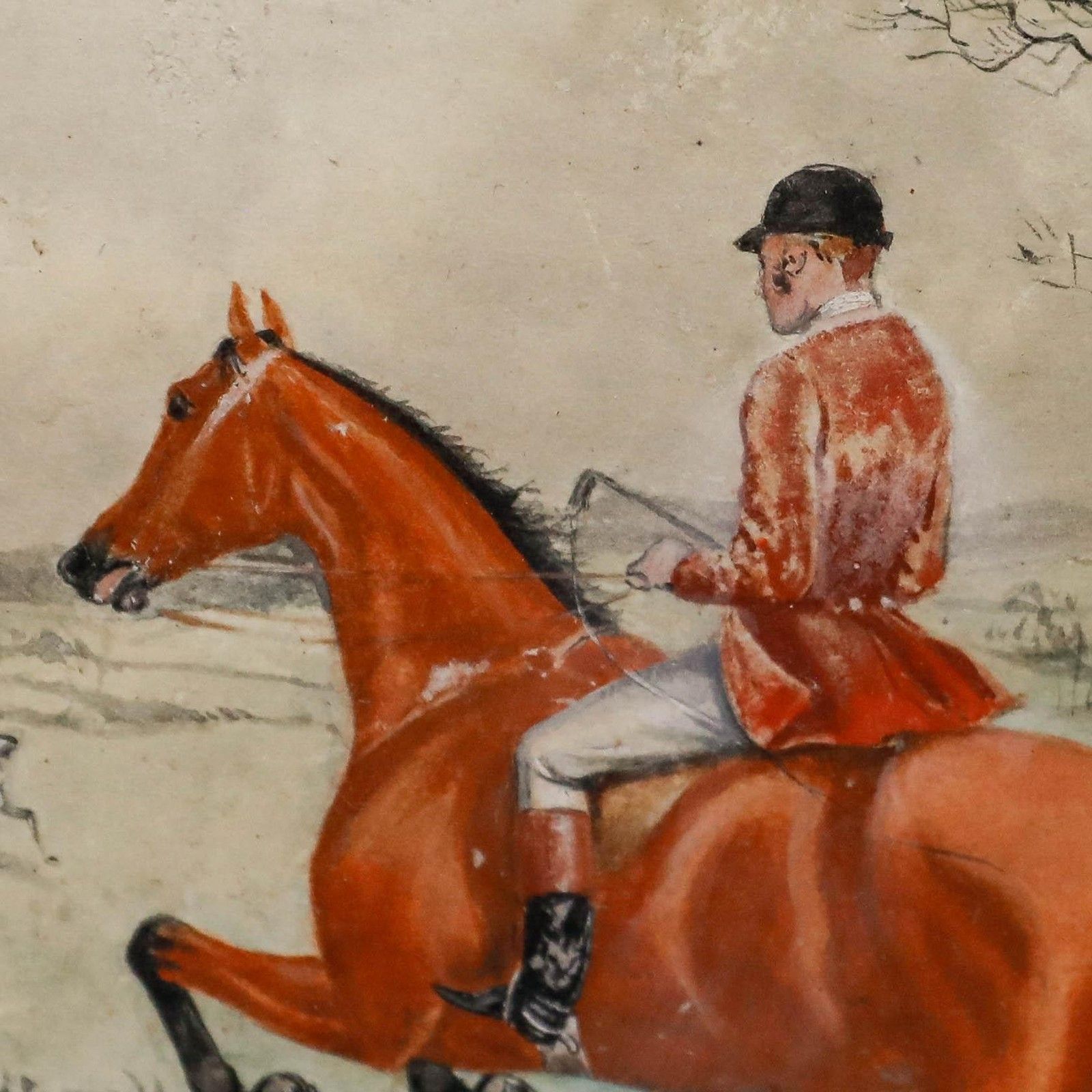 T. Walsh 19th Century Watercolour, The Hunt Takes The Leap photo for sale