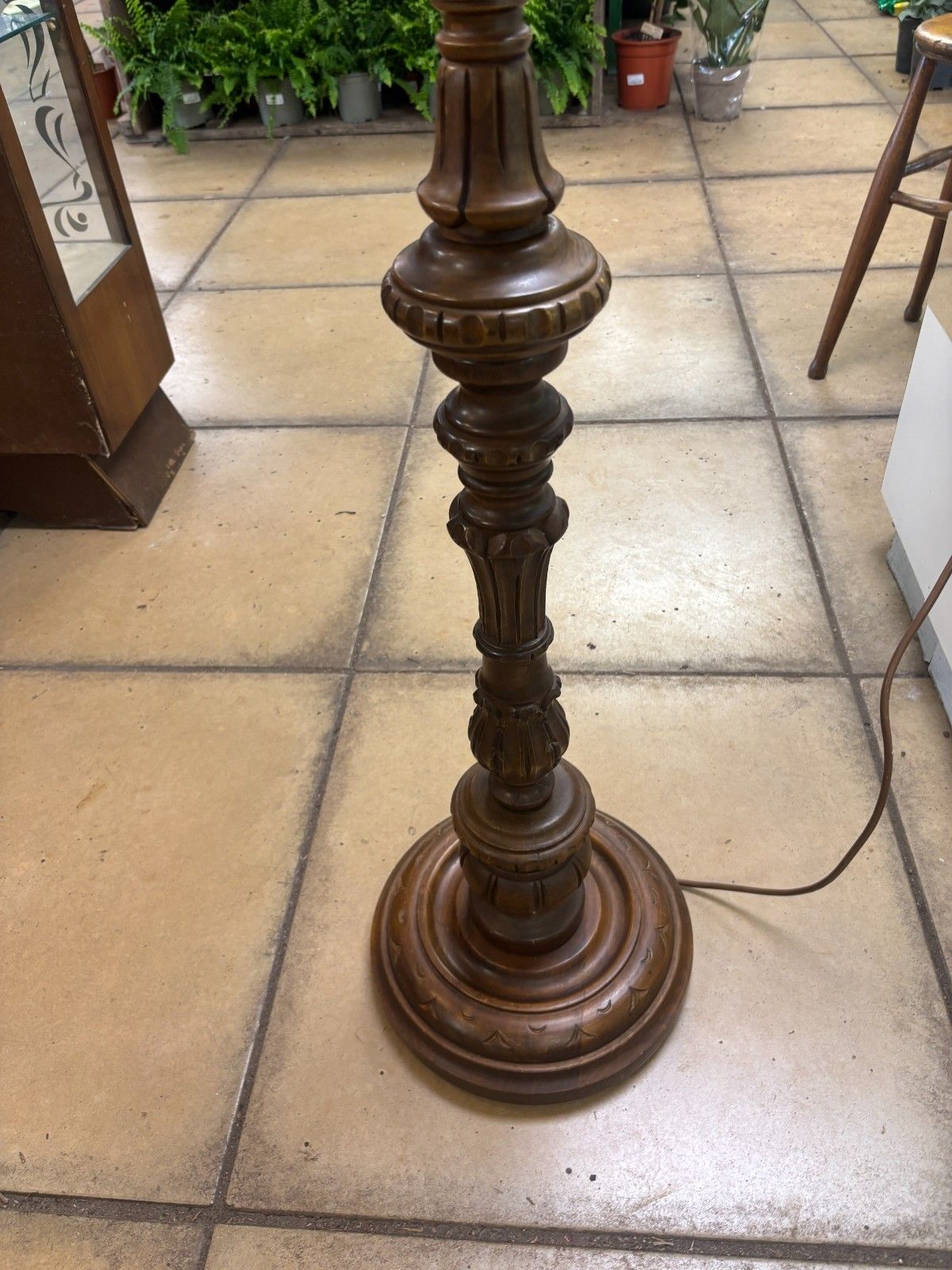 photo for sale Antique Victorian Walnut Carved Floor Lamp Working Order