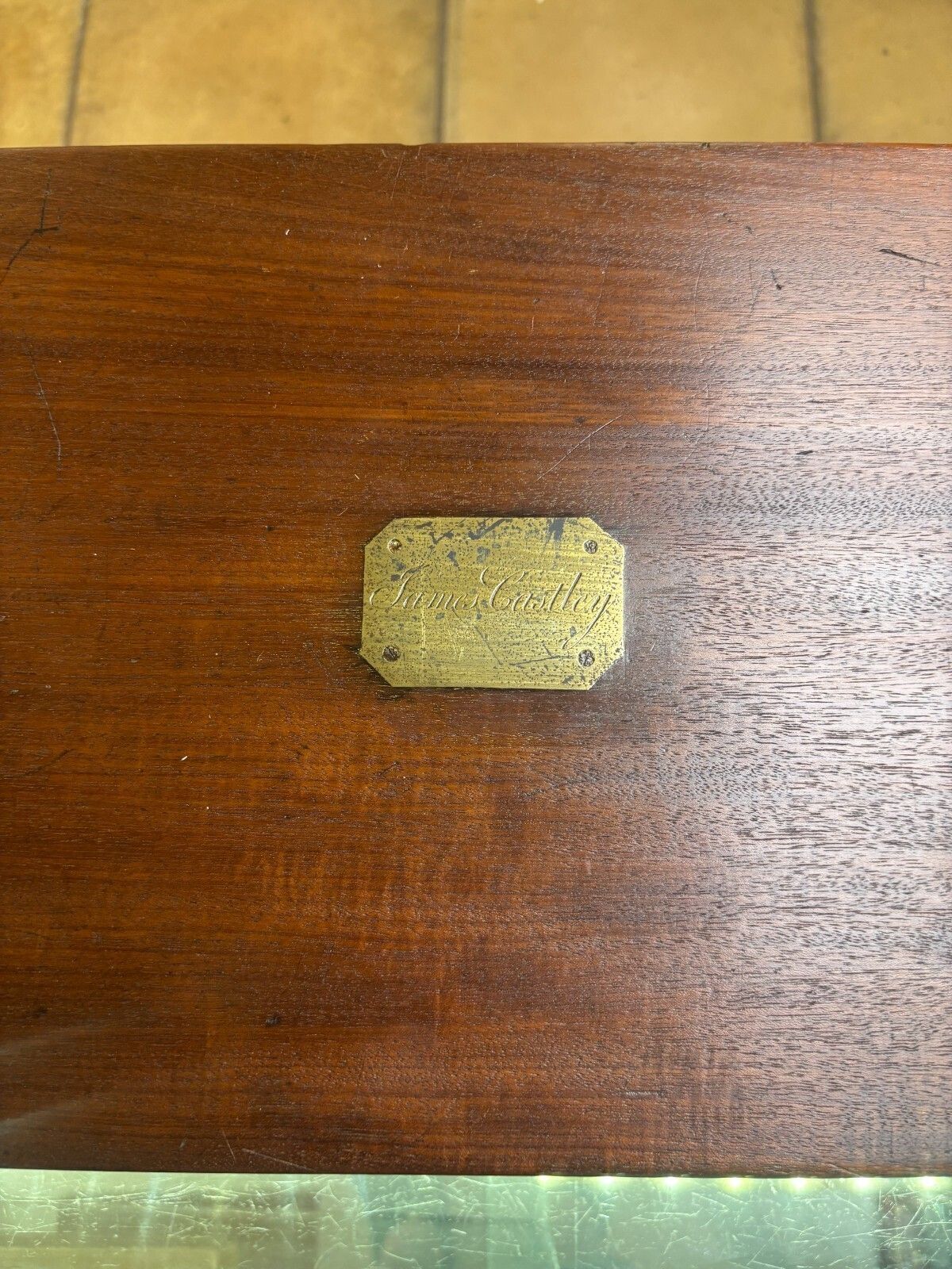 Antique Late 19th Century Mahogany Writing Slope With Drawer & Brass Handles photo vinterior