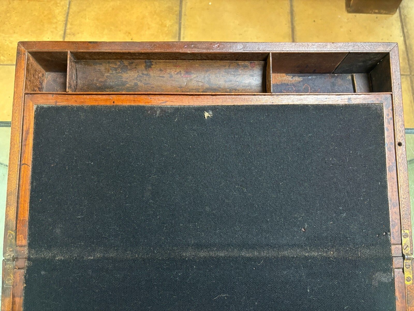 photo buy Antique Late 19th Century Mahogany Writing Slope With Drawer & Brass Handles