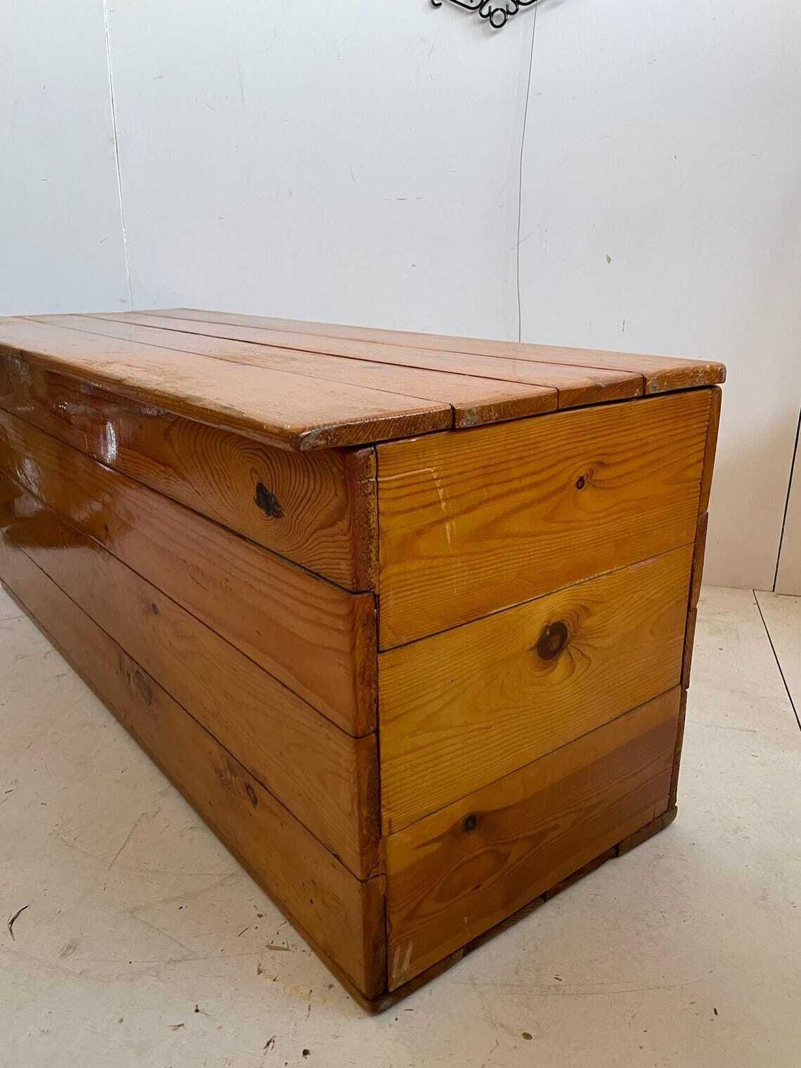 Large 1980s Era Pine Blanket Box Chest Or Ottoman photo vinterior