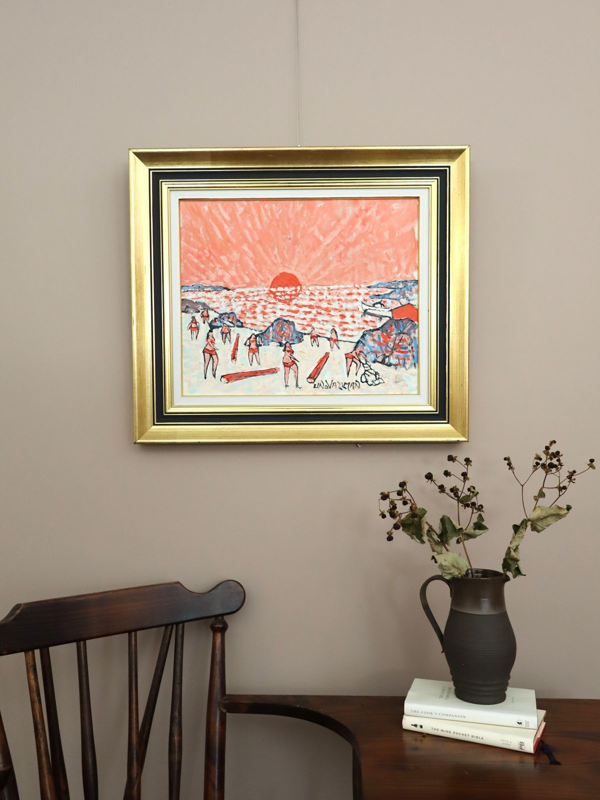 Coral Sunset  Oil Painting, Mid 20th Century photo furniture