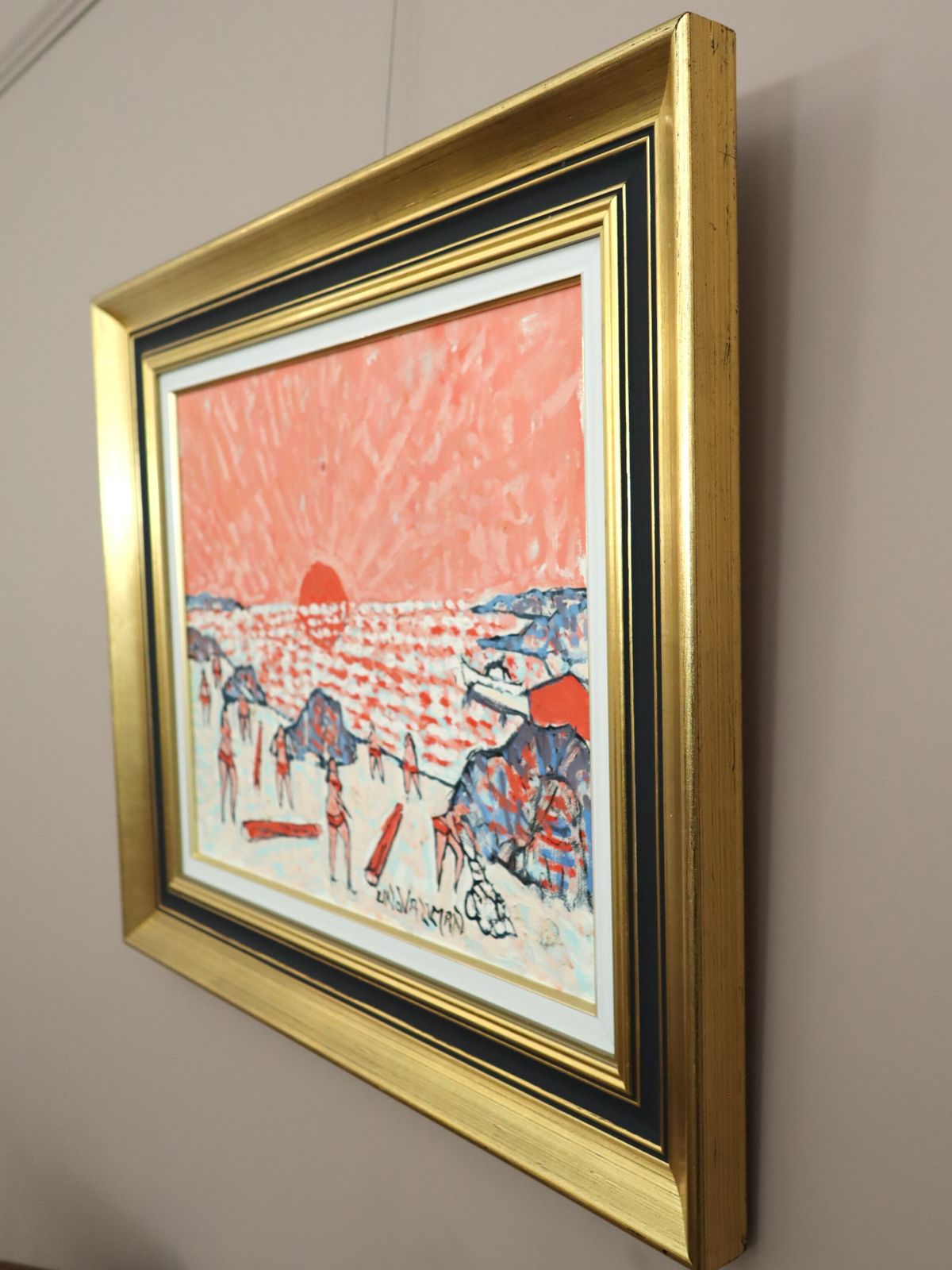 Coral Sunset  Oil Painting, Mid 20th Century photo Art