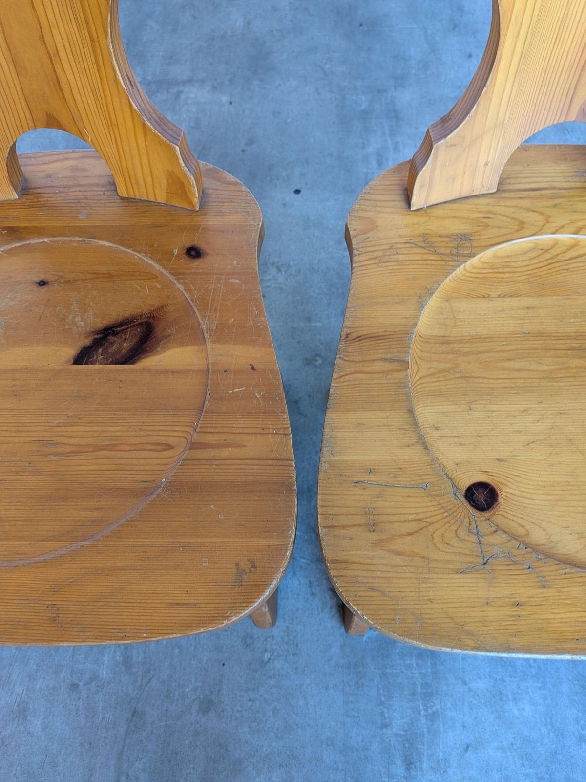 Set Of 3 Vintage Tyrolean Wooden Chairs / Heart Cut Out Backrest Farmhouse Chair photo buy