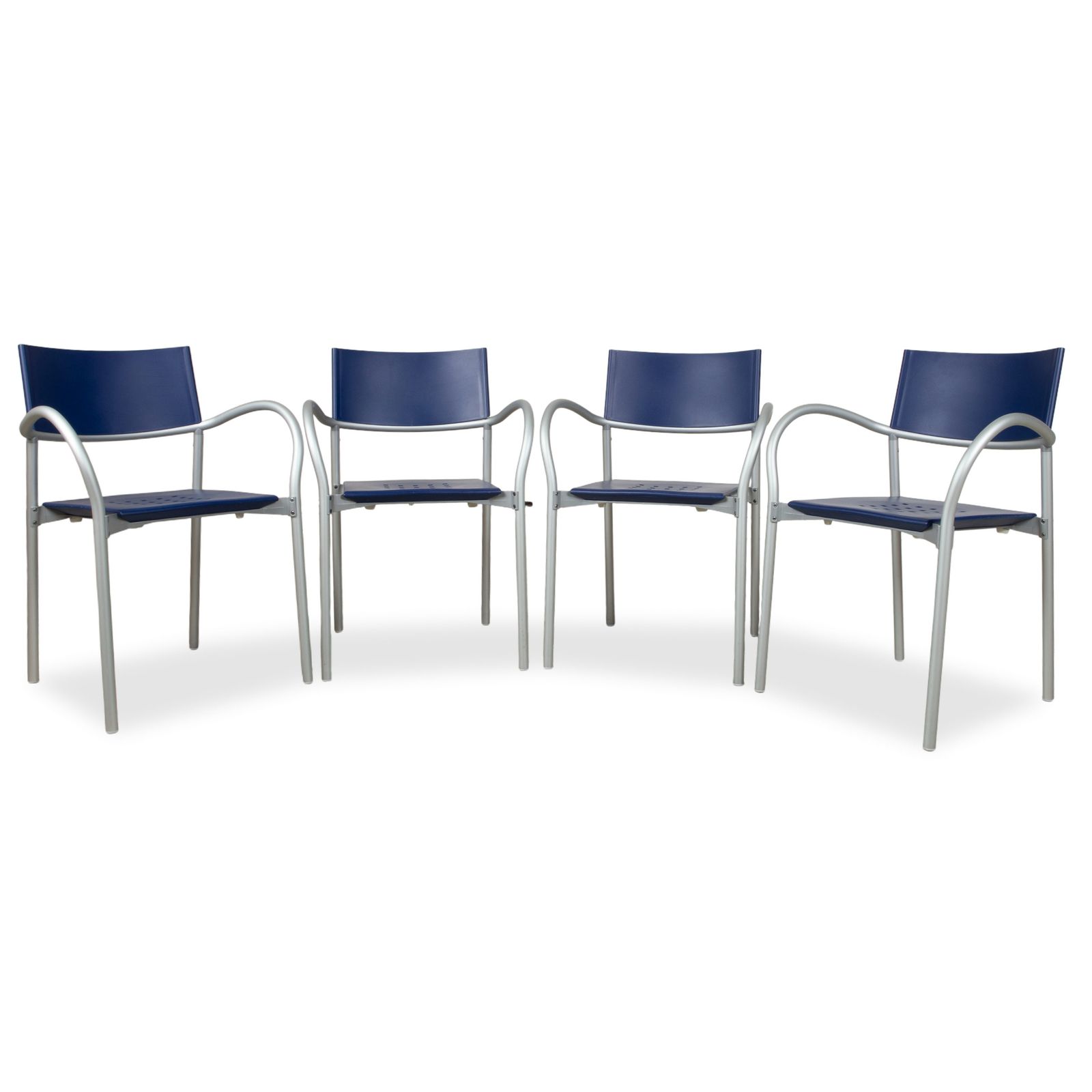 Set Van 4 Segis Breeze Plastic Stoelen, Blauw, Door Carlo Bartoli