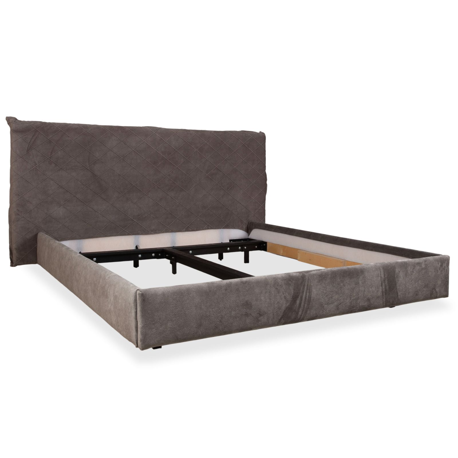 Gestoffeerd Bed Met Contrasterende Bekleding – Grijs/Antraciet