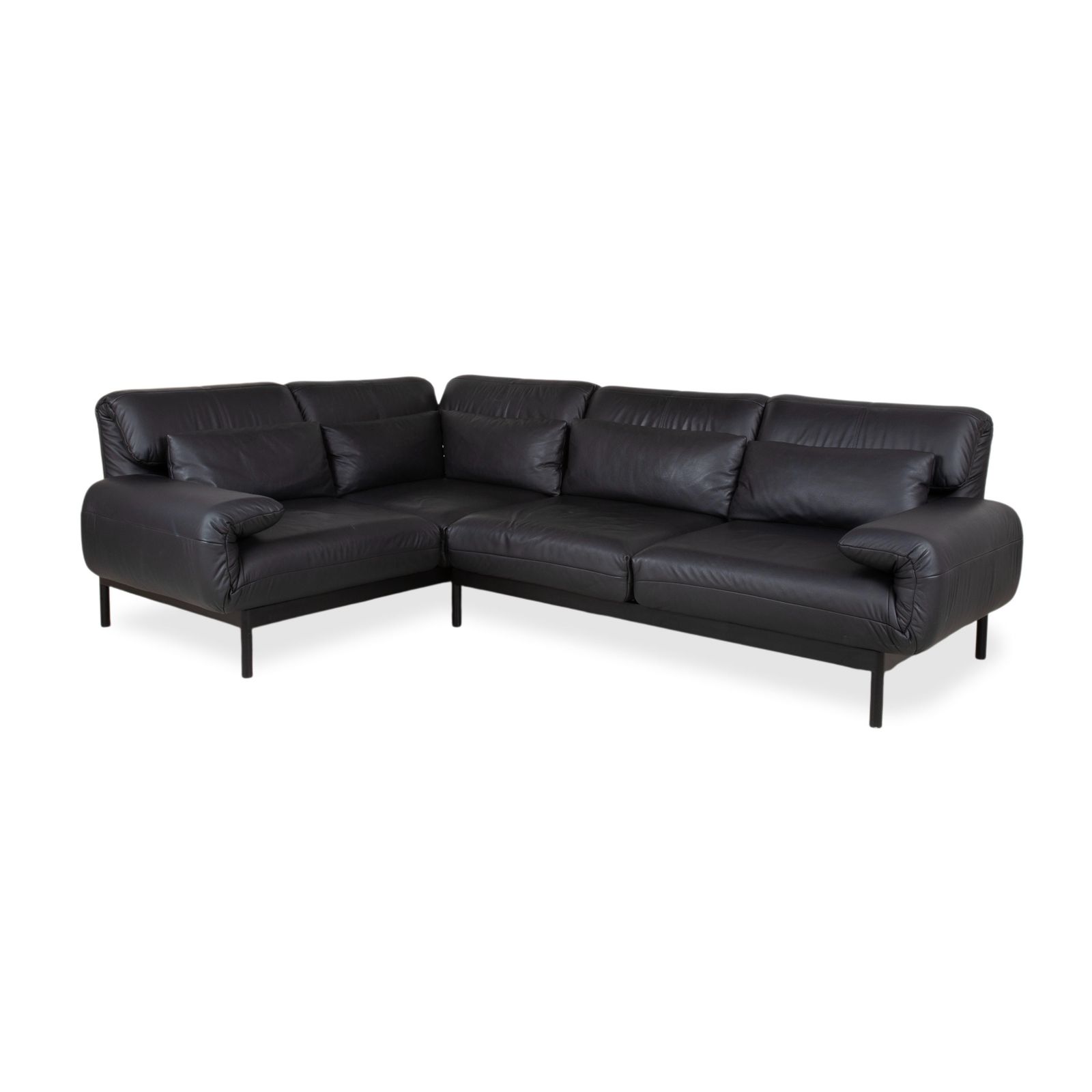 Rolf Benz Plura Leather Corner Sofa Black Manual Function photo for sale