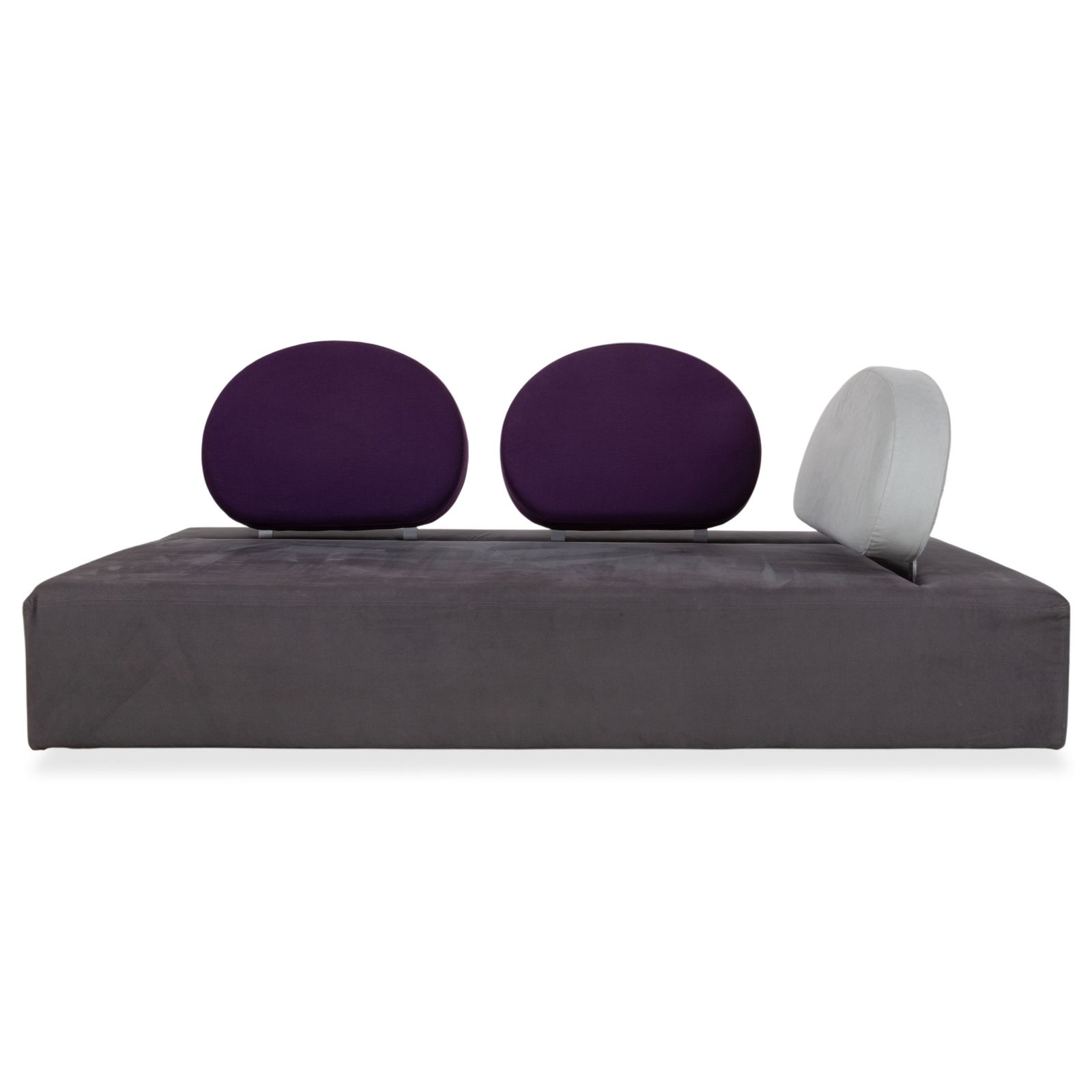 Brühl Mosspink Two Seater Fabric Leather Grey Anthracite Violet Multicolored Sofa Manual Function