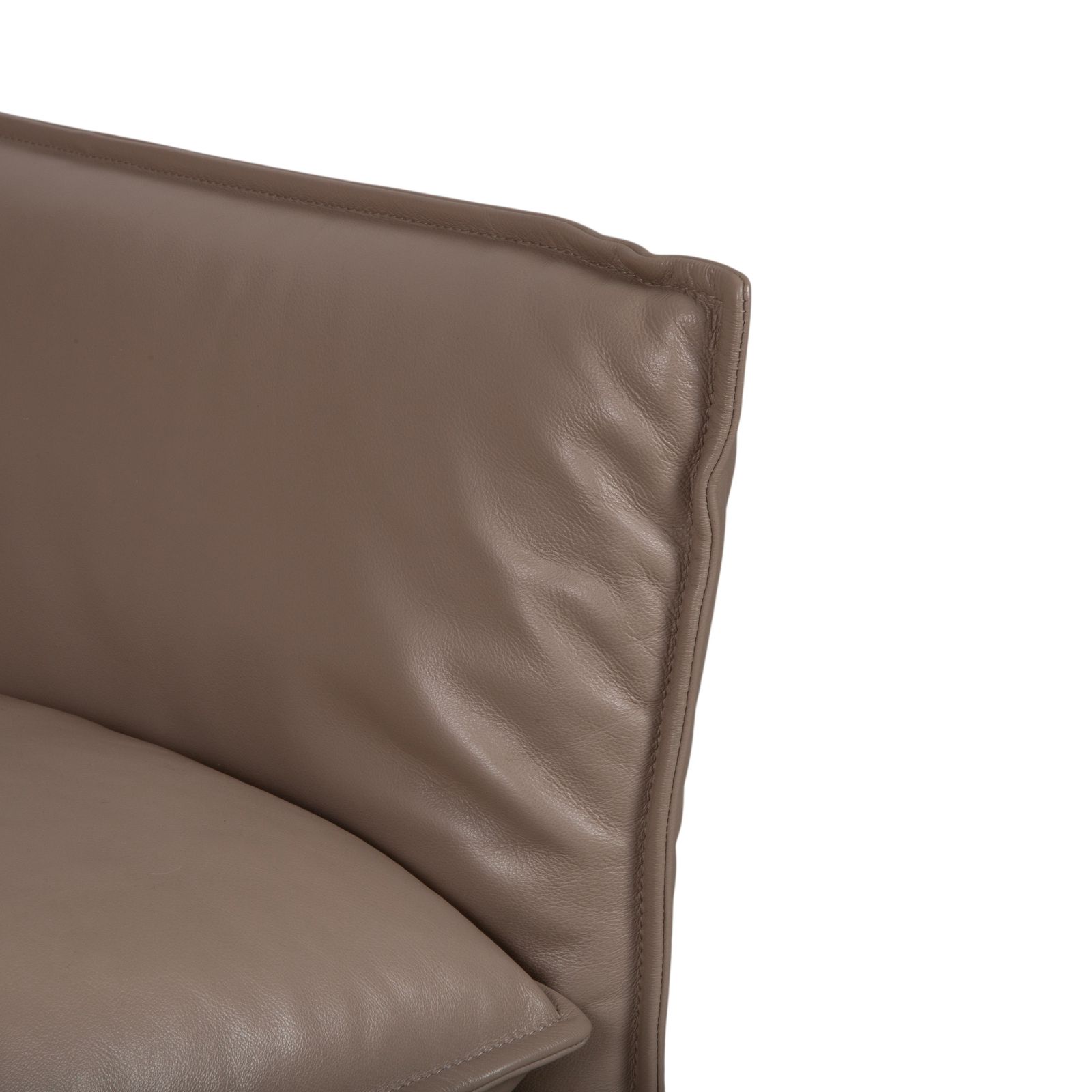 Erpo Porto Leather Three Seater Brown Taupe Manual Function Sofa photo vinterior
