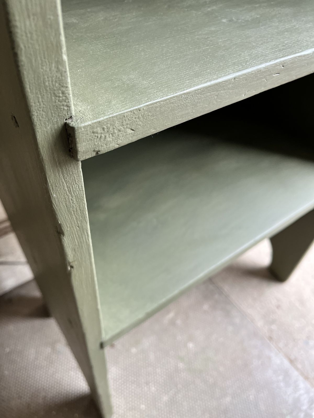 photo for sale Edwardian Green Painted Pine Bedside Shelves